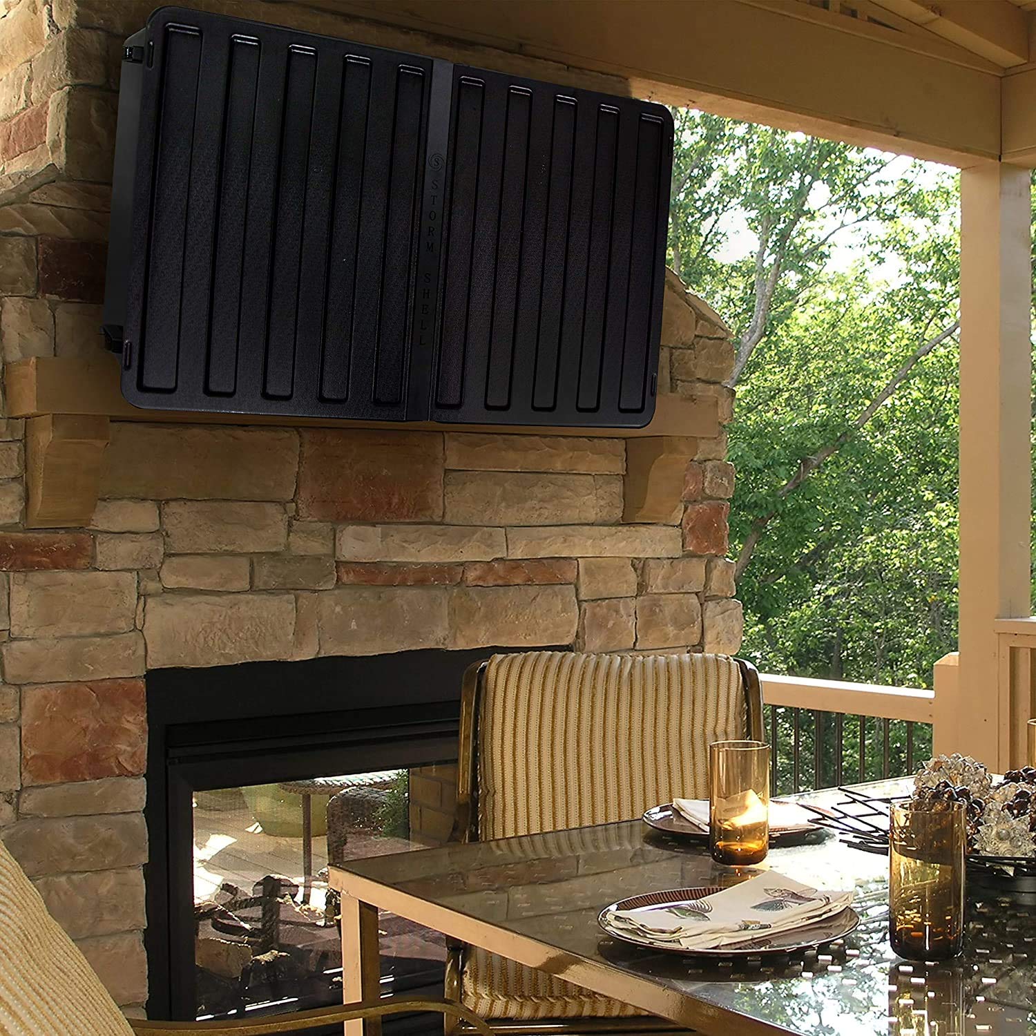 Storm Shell Outdoor TV Hard Cover Weatherproof Protection for Television - Mounts Right on The Wall - TV Wall Mounting Bracket Included … (45-55 inch), Black