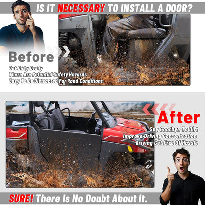 StarknightMT Ranger XP 1000 Half Doors, Aluminum Lower Door Panels With Clear PC Windows Compatible With Polaris Ranger XP 1000 2018-2025