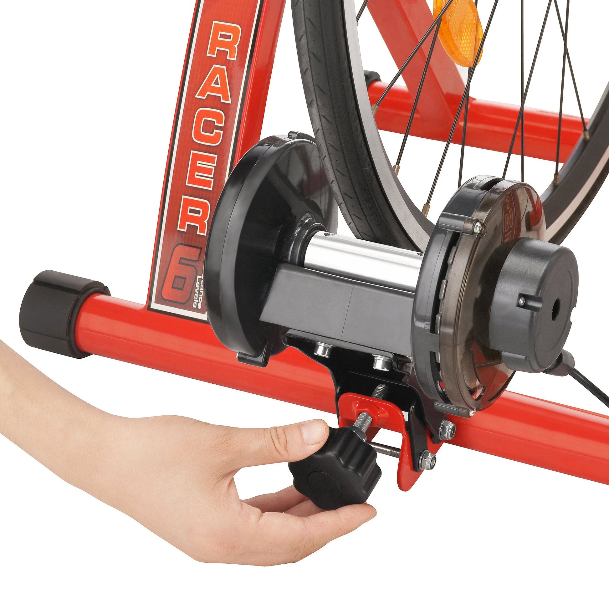 RAD Cycle Products Max Racer 7 Levels of with Smooth Magnetic Resistance Bicycle Trainer Allows You to Work Out with Your Bike