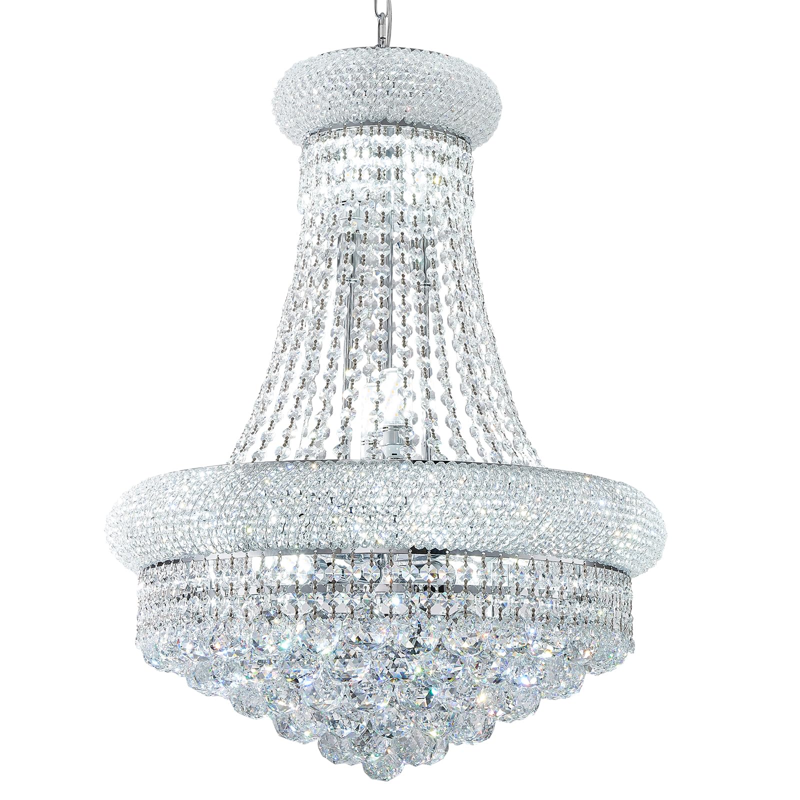 chandiry 12 Lights Chrome Finish Empire Crystal Chandelier Lighting for Dining Room Living Room Foyer Hallway Bedroom Entryway (Dia 22'')