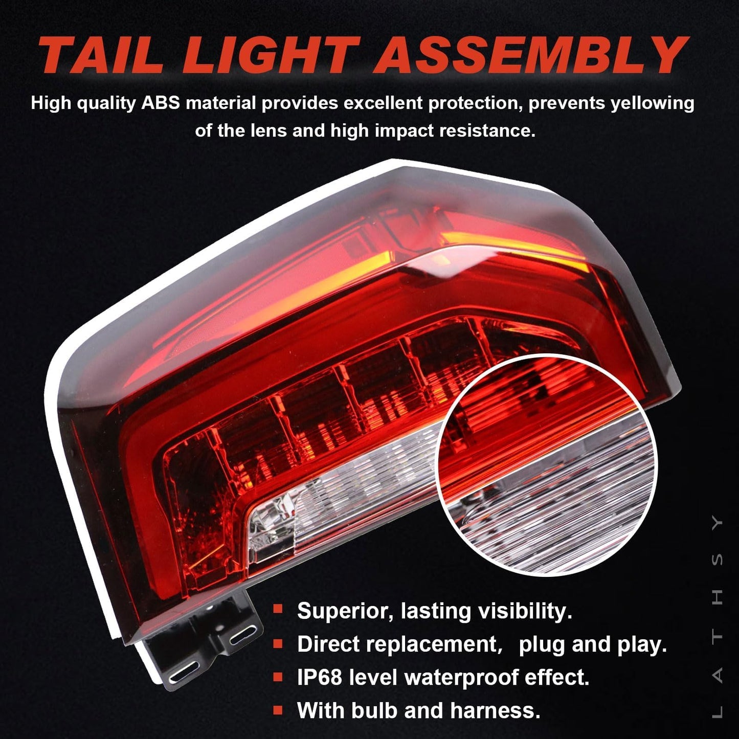 Lathsy Tail Light LED Compatible With 2021 2022 2023 2024 GMC Yukon/Yukon XL Outer Left Driver Side Taillight Replace 84816392