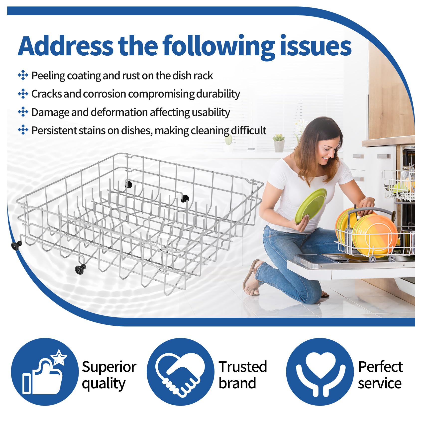 5304535380 Dishwasher Upper Dishrack Replacement, Compatible With Kenmore Crosley Frigidaire Upper Dishrack Assembly, Part Numbers 154331502 5304498202 5304498220 5304517202 5304517201 AP7215765