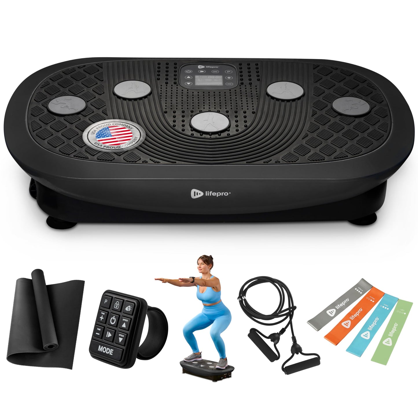 LifePro Rumblex Plus 4D Vibration Plate Exercise Machine-Triple Motor Oscillation, Linear, Pulsation + 3D/4D Motion Vibration Platform,Whole Body Vibration Machine for Weight Loss&Shaping(Black)