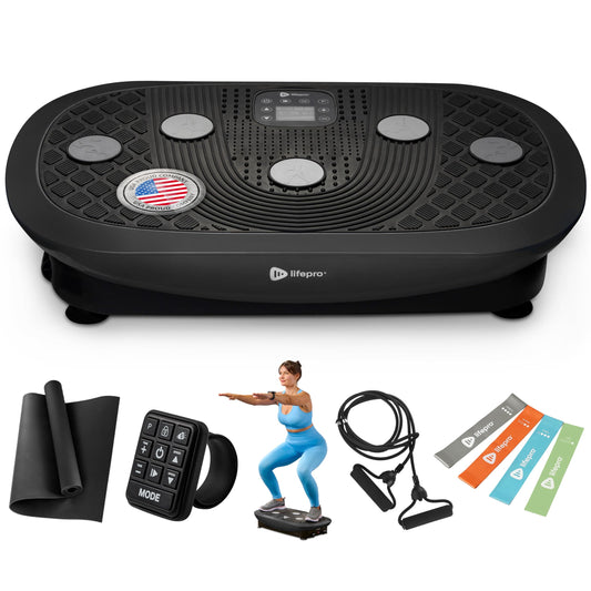 LifePro Rumblex Plus 4D Vibration Plate Exercise Machine-Triple Motor Oscillation, Linear, Pulsation + 3D/4D Motion Vibration Platform,Whole Body Vibration Machine for Weight Loss&Shaping(Black)