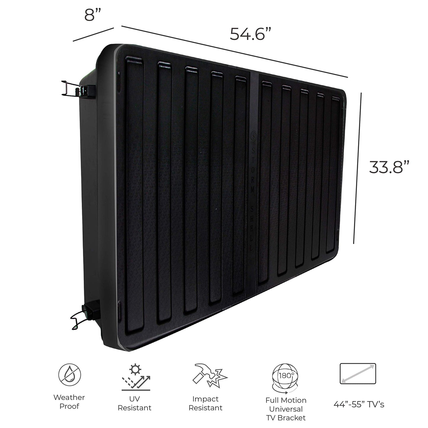 Storm Shell Outdoor TV Hard Cover Weatherproof Protection for Television - Mounts Right on The Wall - TV Wall Mounting Bracket Included … (45-55 inch), Black