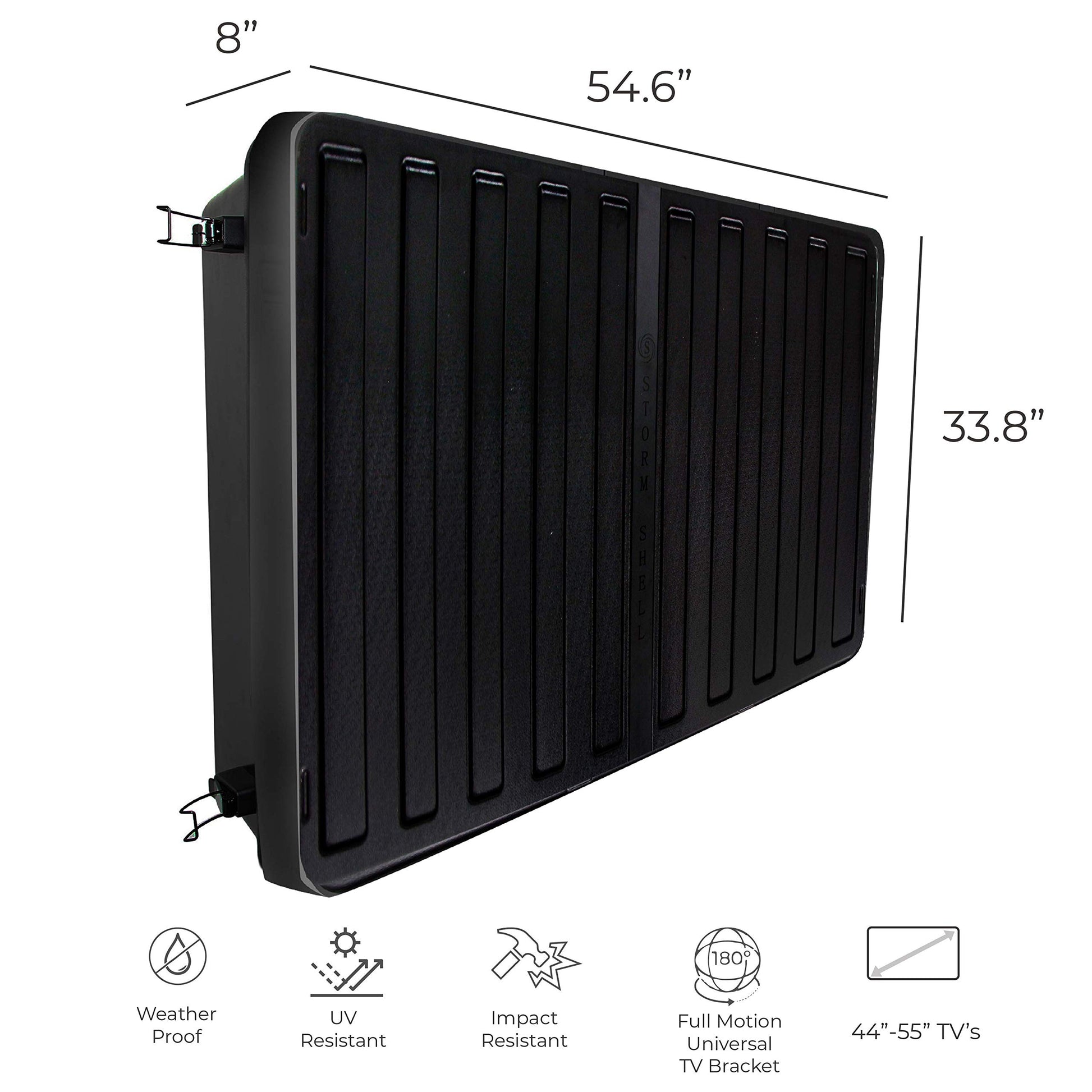 Storm Shell Outdoor TV Hard Cover Weatherproof Protection for Television - Mounts Right on The Wall - TV Wall Mounting Bracket Included … (45-55 inch), Black