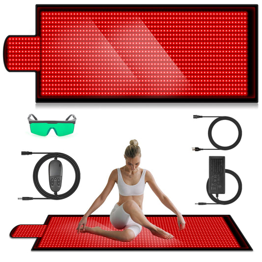 84.6'' X 33.5'' LED 1400pcs 660nm Red Light Therapy Mat 850nm Near Infrared Light Therapy Devices 3 Modes & 9 Timer, Extra Large Red Light Therapy Pads Blanket for Whole Full Body, Pain Relief