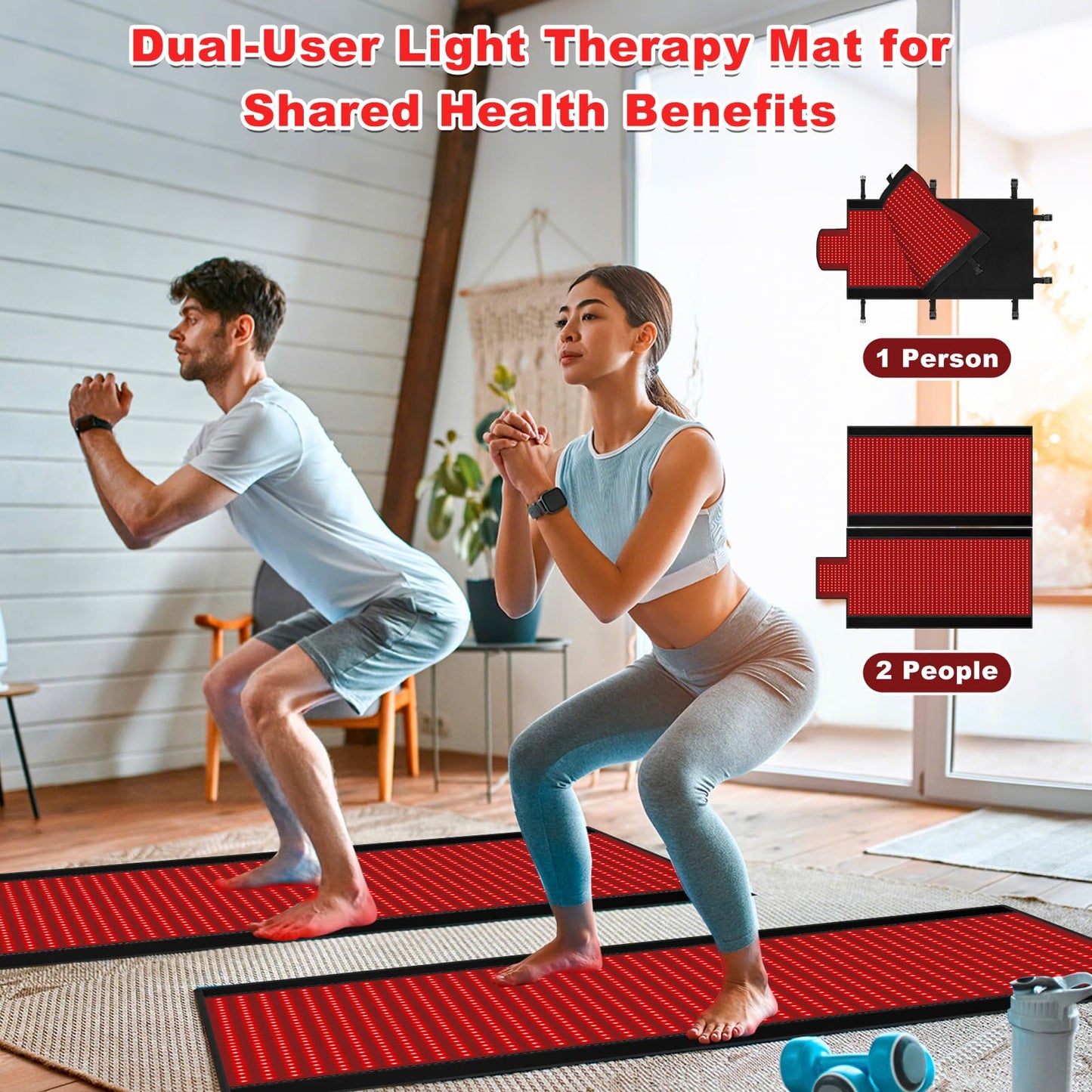 Full Body Red Light Therapy Mat, 2in1 LEDs (660nm& 850nm) Red Light Therapy Blanket, Premium Material, Adjustable Timer & Intensity (2570 LEDs) (2570 LEDs)