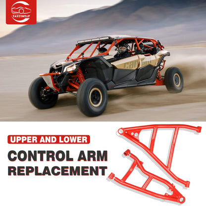 High Clearance Front Upper & Lower A-Arms Kit for 2017+ Can-Am Maverick X3 (64" Body), Red