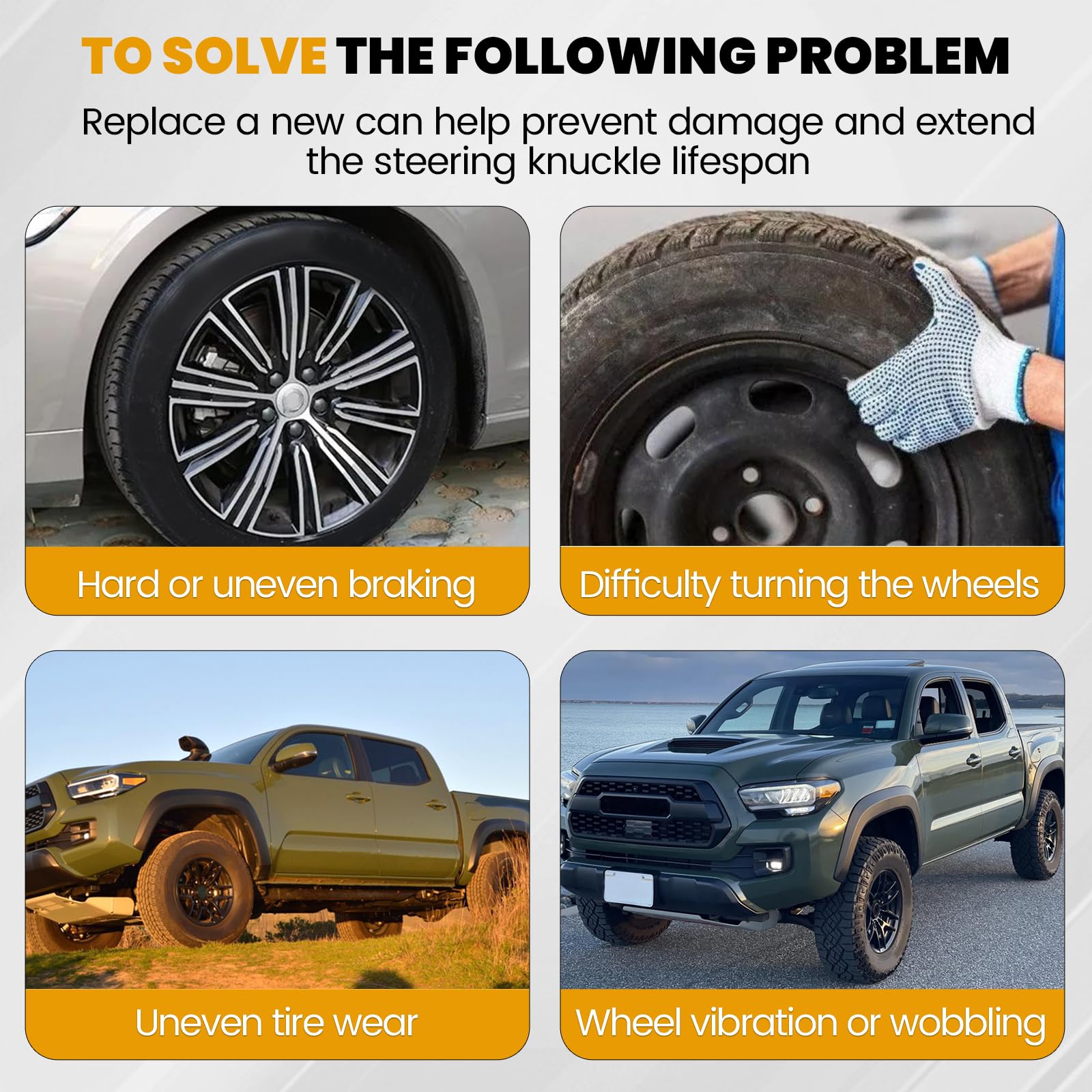 698-149 Front Steering Knuckle Wheel Bearing Hub Assembly Compatible with Toyota Tacoma 2.7L 3.5L 4.0L 4WD 2005-2023 Driver Spindle Knuckle assy w/ABS sensor replace for 43212-04060 43212-04050