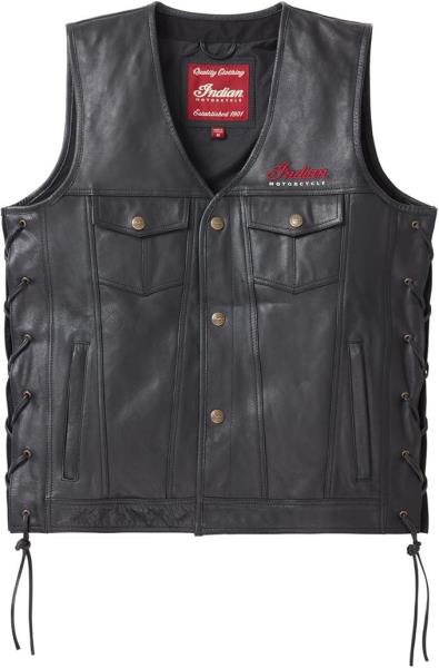 Indian Motorcycle Mens Western Leather Vest Black