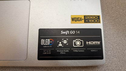 **For Parts**acer Swift Go 14 Intel Evo Thin & Light Laptop | 14" OLED 2880 x 1800 90Hz Display | Unlock AI Experiences | Intel Core Ultra 5 Processor 125H | Intel ARC | 16GB LPDDR5X | 512GB SSD | SFG14-72-53BP