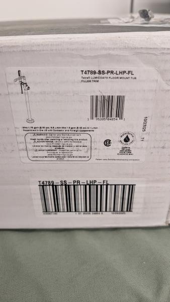 Delta Faucet Tetra Floor-Mount Freestanding Tub Filler with Hand Held Shower, Brushed Nickel Tub Faucet, Lumicoat Stainless T4789-PR-LHP-FL (Valve and Handle Not Included)