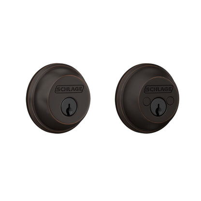 Schlage B62NV716 Deadbolt with Standard Trim Keyed 2 Sides, Highest Residential Security, Aged Bronze