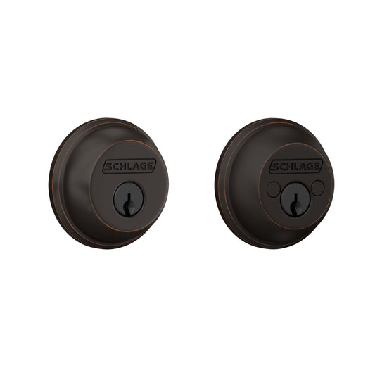 Schlage B62NV716 Deadbolt with Standard Trim Keyed 2 Sides, Highest Residential Security, Aged Bronze