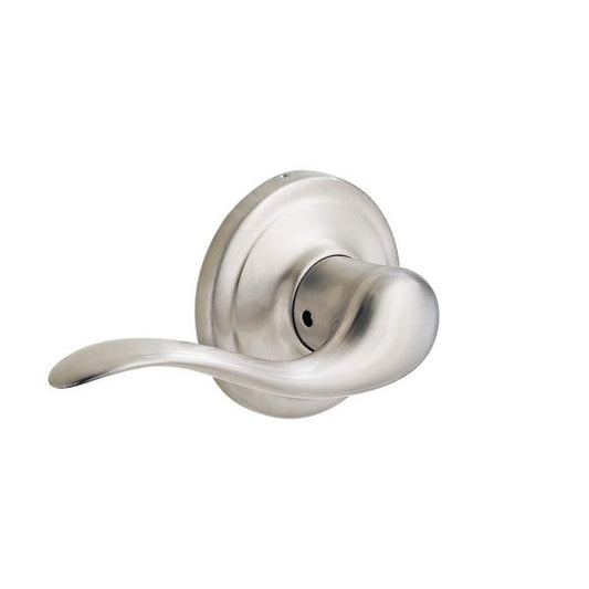 Kwikset Tustin Dummy Door Handle, Single Sided Lever for Closets, French Double Doors, and Pantry, Satin Nickel Non-Turning Left Handed Interior Push/Pull Lever,